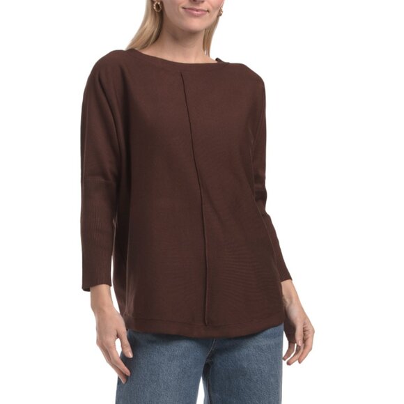 CABLE & GAUGE Chicory Coffee Button Back Sweater - Picture 1 of 2